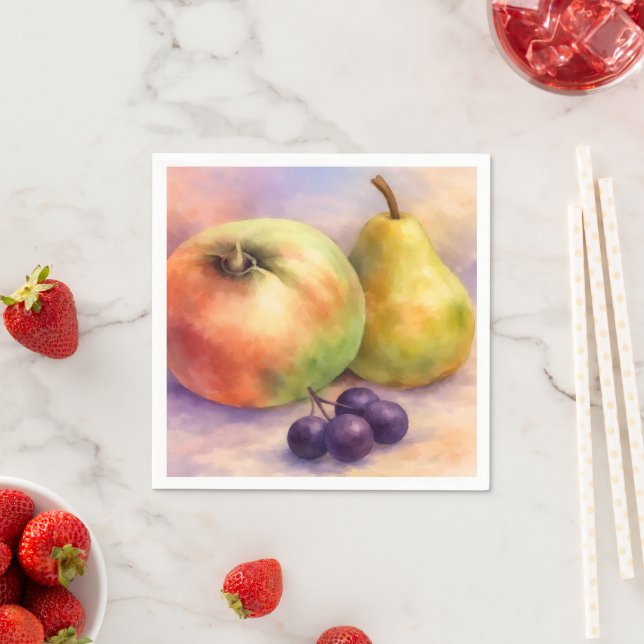 Serviettes en papier pour cocktail de fruits de fe (En situation)