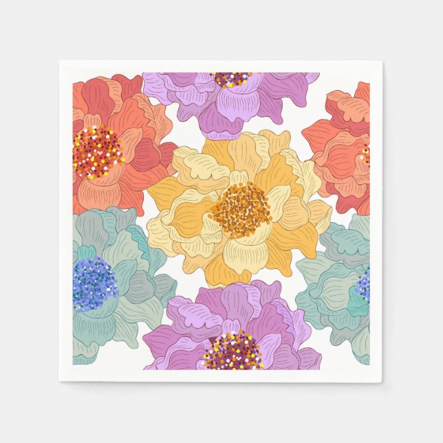 Serviettes en papier pour cocktail - Floral (Devant)