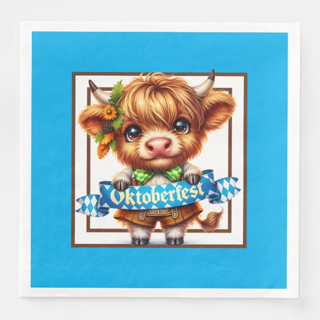 Serviettes en papier pour dîner thème Vache des Hi (Devant)