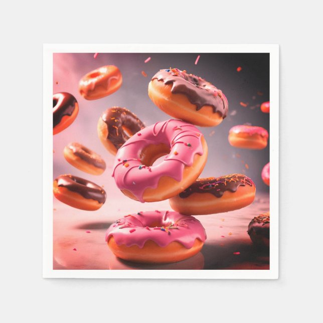 Serviettes en papier pour fête avec donuts (Devant)