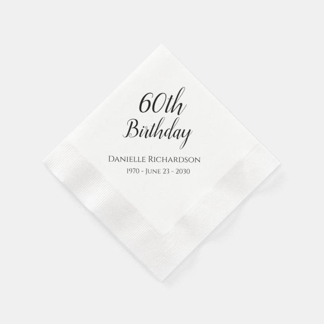 Serviettes en papier pour fête d'anniversaire 60 a (Coin)
