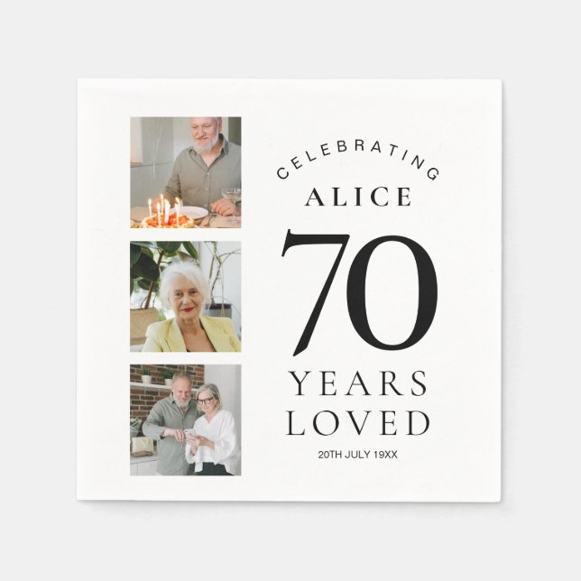 Serviettes en papier pour fête d'anniversaire 70 a (Devant)
