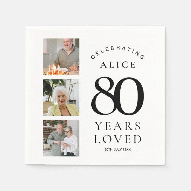 Serviettes en papier pour fête d'anniversaire 80 a (Devant)