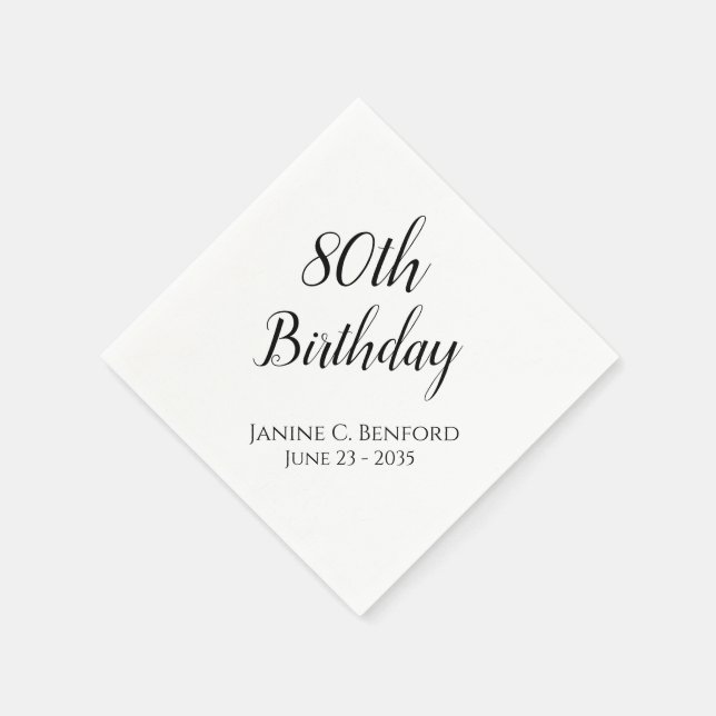 Serviettes en papier pour fête des 80 ans (Coin)