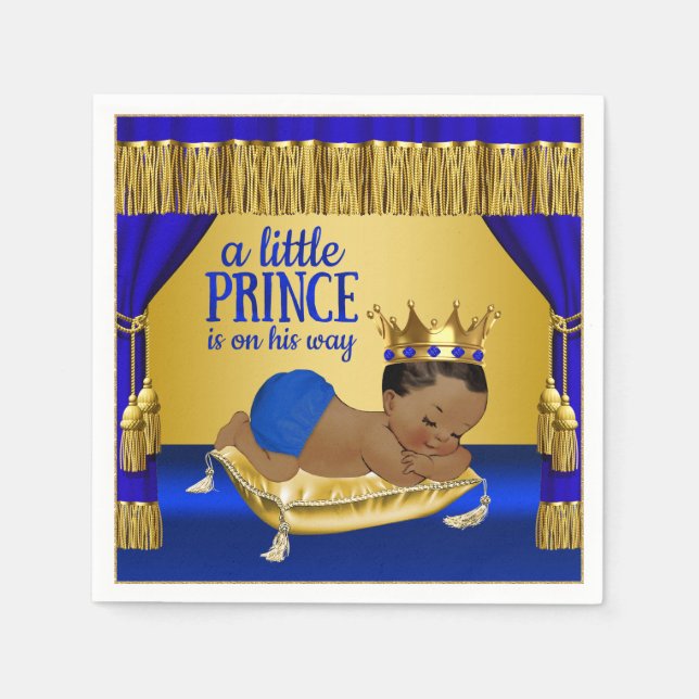Serviettes en papier pour fête prénatale de prince (Devant)