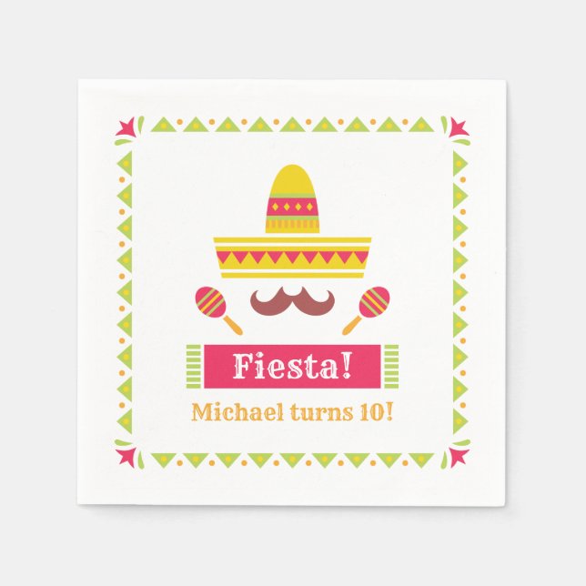 Serviettes en papier pour fiesta avec moustache et (Devant)