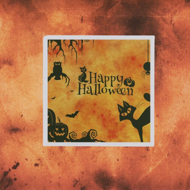Serviettes en papier pour Halloween Chat Noir Épou (Créateur téléchargé)