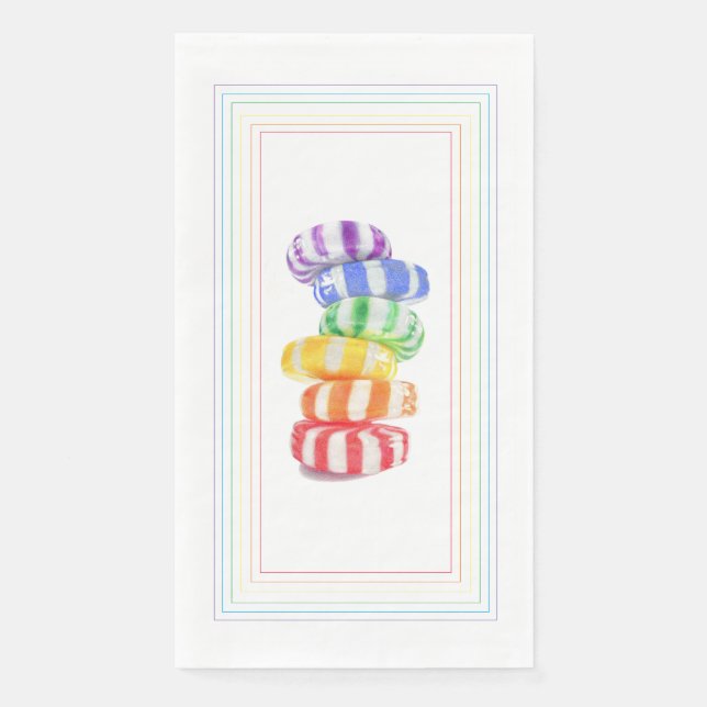 Serviettes en papier pour invités RAINBOW CANDY (Devant)