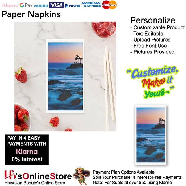 Serviettes en papier pour invités Sunset Beach 4 (Sunset Beach Tables Kitchen Restaurant Decor Paper Guest Towels 4.
)
