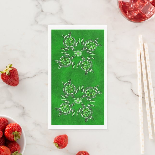 Serviettes en papier pour invités, Tortues Vertes  (En situation)