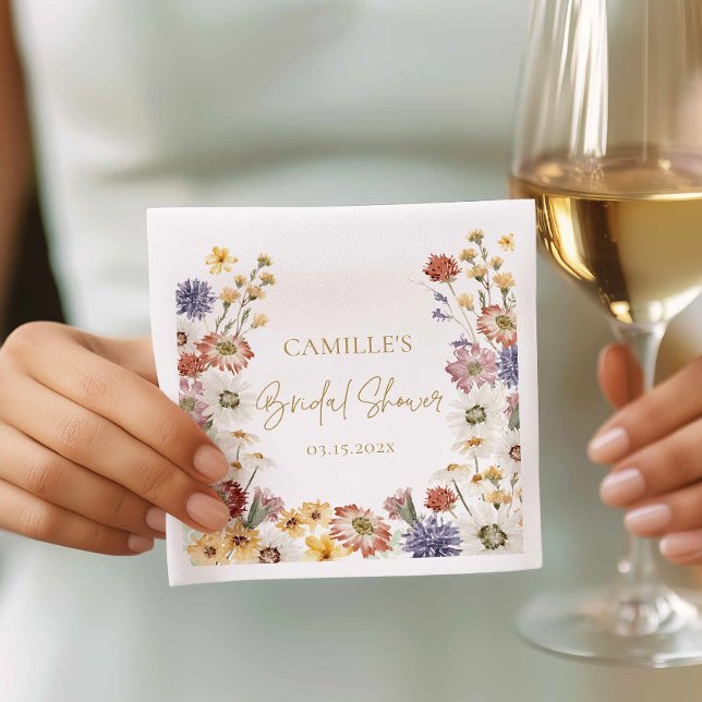 Serviettes en papier pour la douche de mariée Jard (wildflower bridal shower napkins)