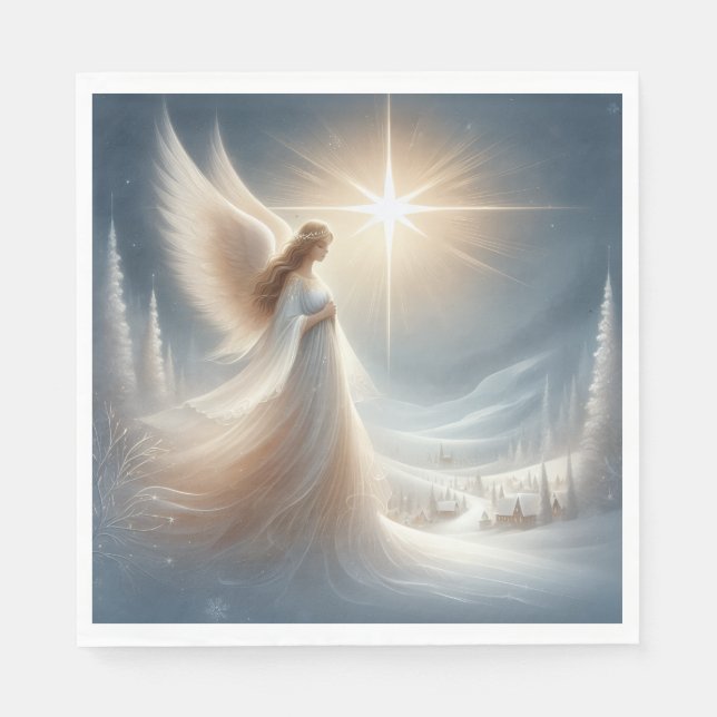Serviettes en papier pour la fête de Noël d'ange e (Devant)