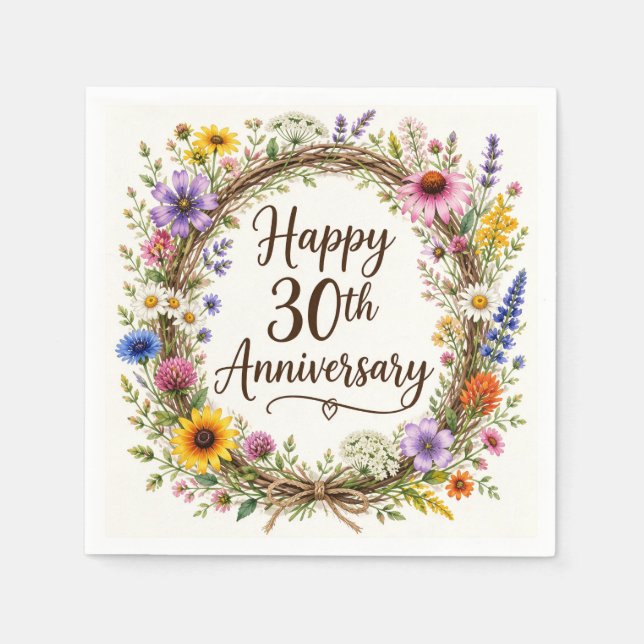 Serviettes en papier pour le 30e anniversaire de m (Devant)