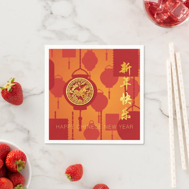 Serviettes en papier pour le Nouvel An chinois du  (En situation)