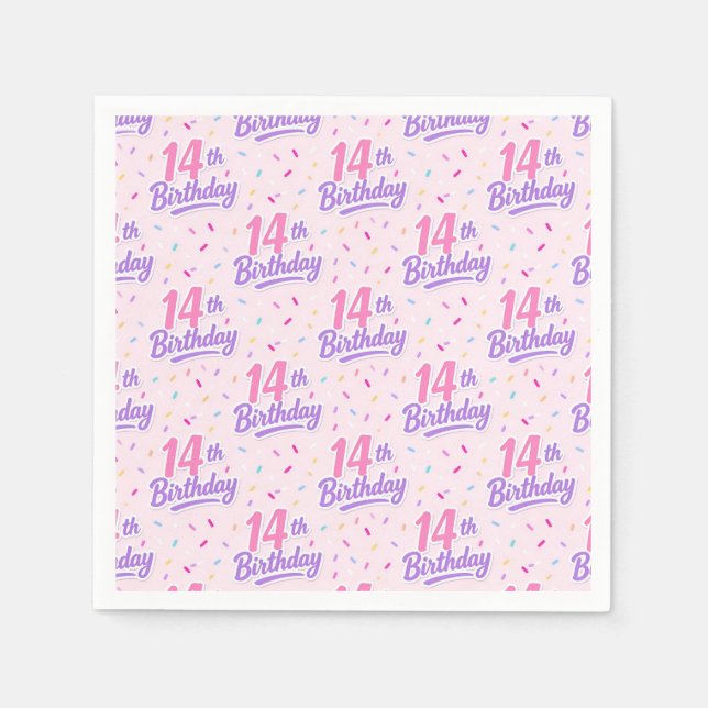 Serviettes en papier pour les 14 ans, Fête d'anniv (Devant)