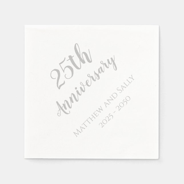 Serviettes en papier pour les 25 ans de mariage (Devant)