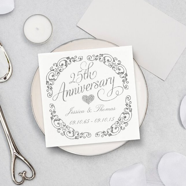 Serviettes en papier pour les 25 ans de mariage Ar (Créateur téléchargé)