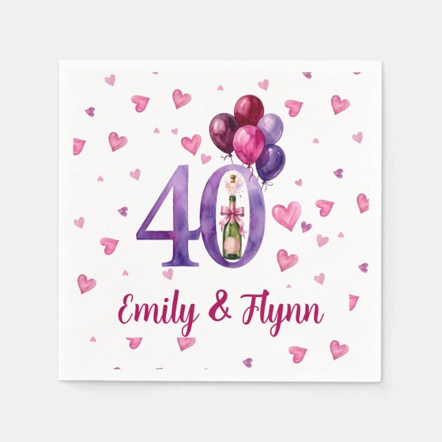 Serviettes en papier pour les 40 ans de mariage Ru (Devant)