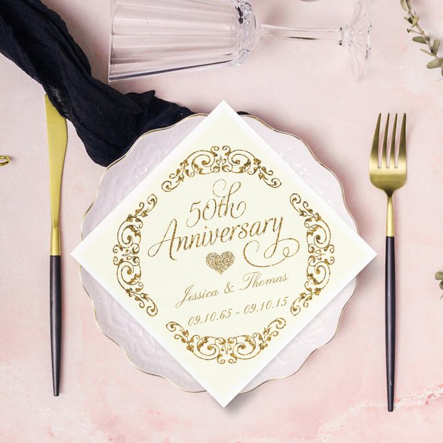Serviettes en papier pour les 50 ans de mariage (Créateur téléchargé)