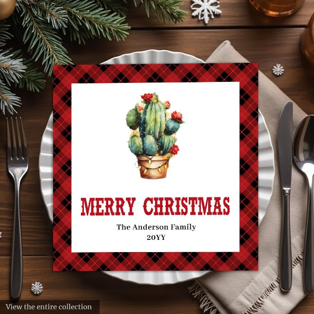 Serviettes en papier pour les fêtes de ferme weste (Farmhouse Western Plaid Holiday Paper Napkins)