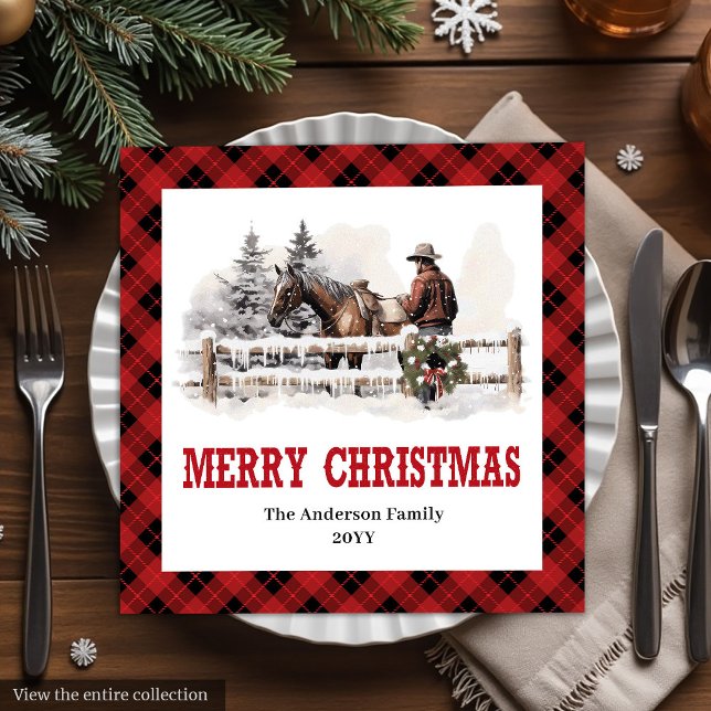 Serviettes en papier pour les fêtes rustiques de l (Rustic Western Country Holiday Paper Napkins)