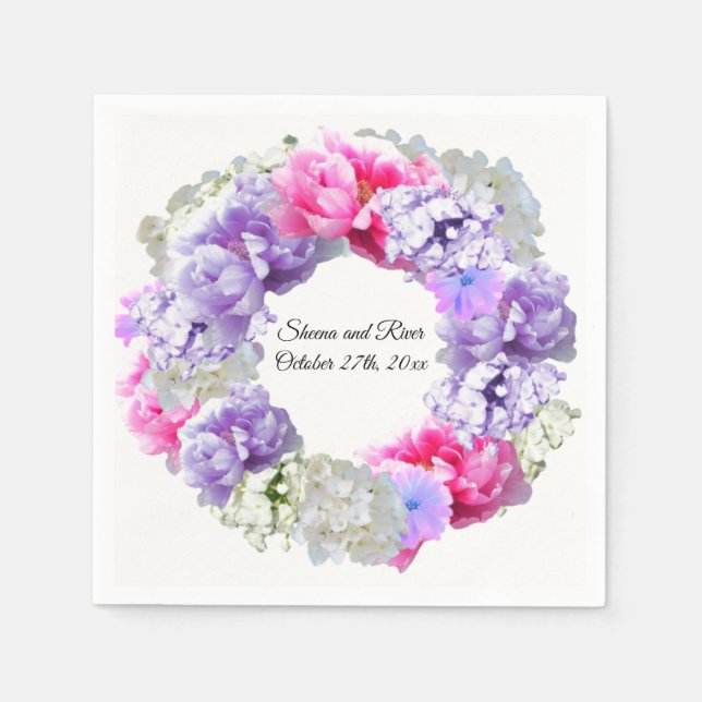 Serviettes en papier pour mariage à fleurs mixtes  (Devant)