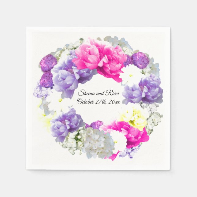 Serviettes en papier pour mariage à fleurs mixtes  (Devant)