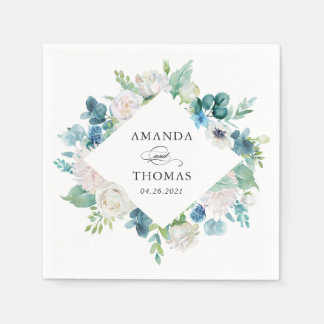 Serviettes en papier pour mariage à motif floral b