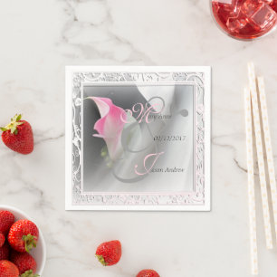 Serviettes en papier pour mariage au lys calla ros