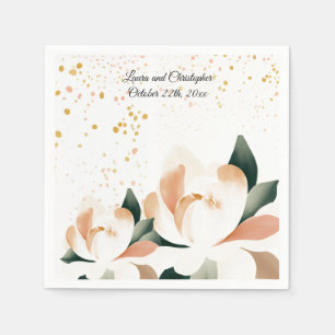 Serviettes en papier pour mariage aux pivoines aqu