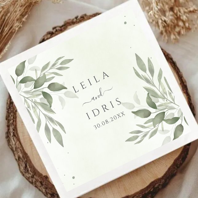 Serviettes en papier pour mariage avec feuillage d (Créateur téléchargé)