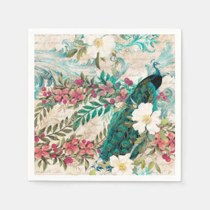 Serviettes en papier pour mariage Paon