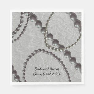 Serviettes en papier pour mariage Perles et Dentel