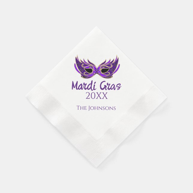 Serviettes en papier pour soirée masquée Mardi Gra (Coin)
