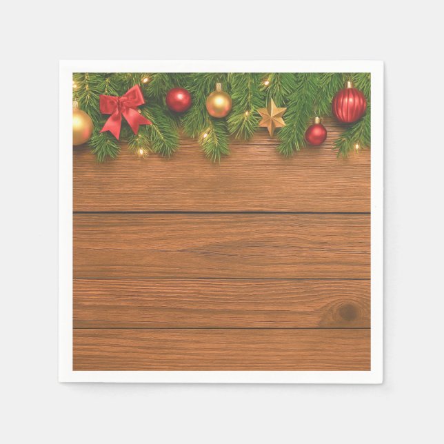 Serviettes en papier pour un Noël rustique – Fêtes (Devant)