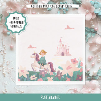 Serviettes en papier Princesse chevauchant une lic