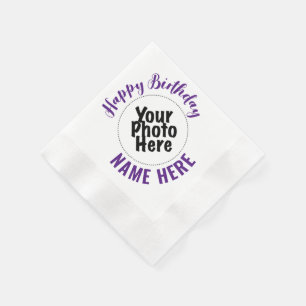 Serviettes en papier PURPLE pour fête d'anniversai