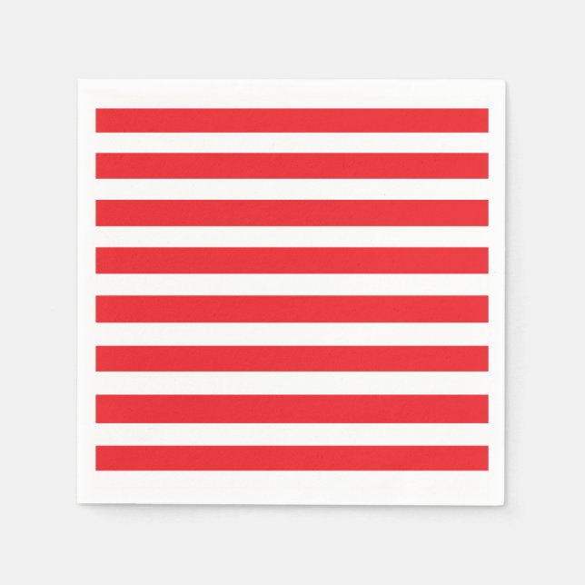 Serviettes en papier rayé rouge et blanc (Devant)