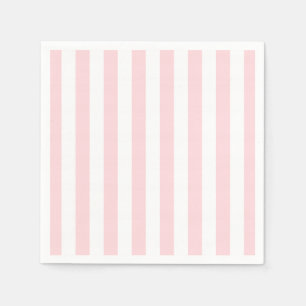 Serviettes en papier rayées rose et blanc