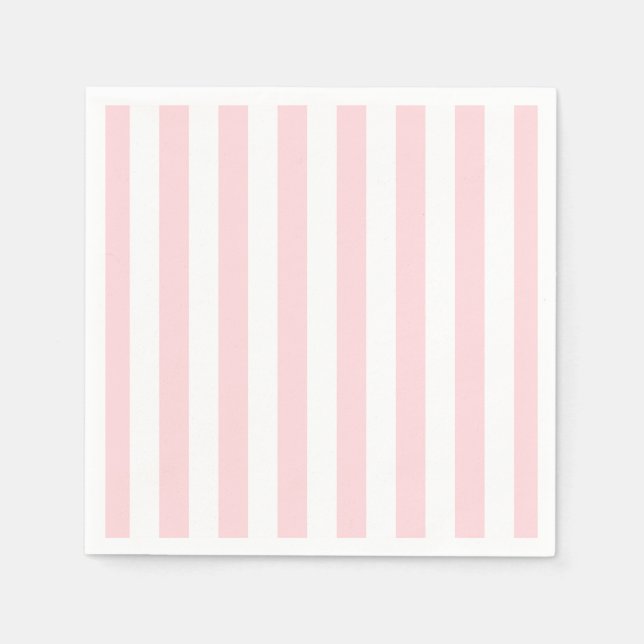 Serviettes en papier rayées rose et blanc (Devant)