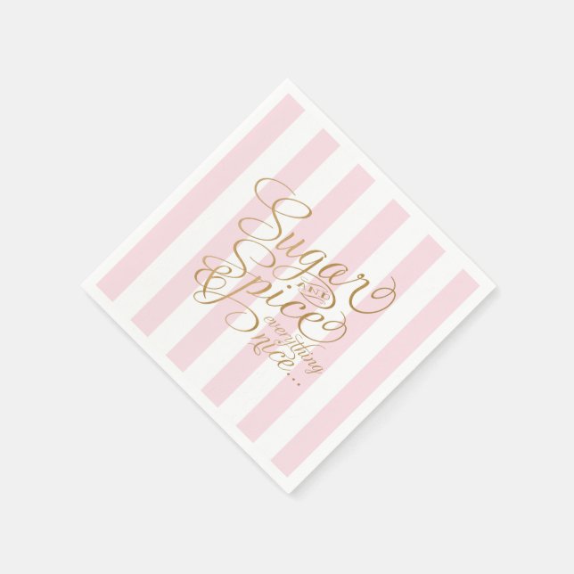 Serviettes en papier rayées rose Sugar and Spice (Coin)