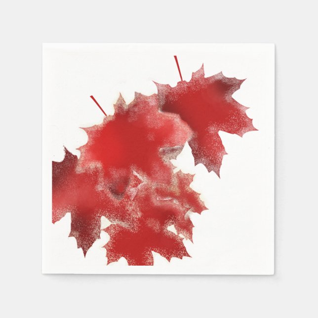 Serviettes en papier Red Leaf avec neige (Devant)