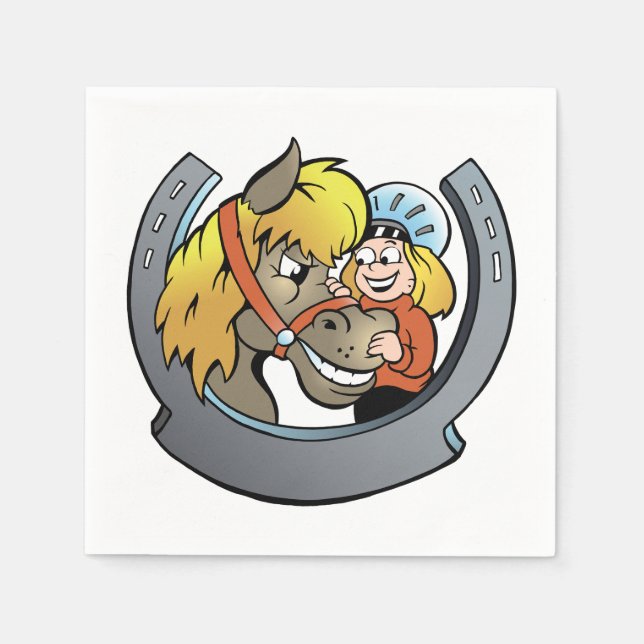 Serviettes En Papier Rider Et Cheval (Devant)