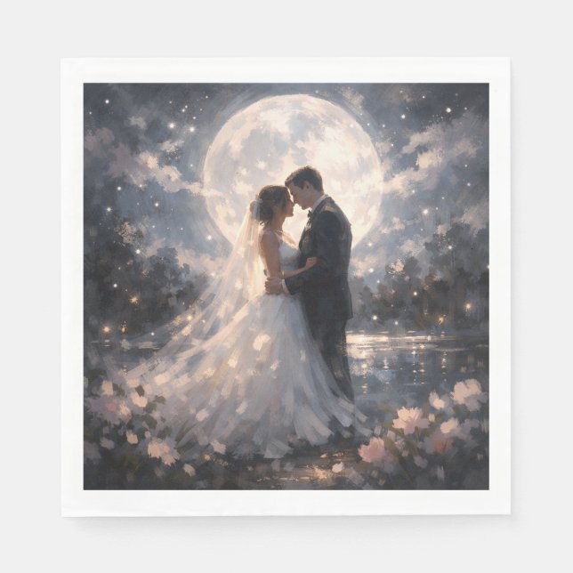 Serviettes en papier romantiques pour mariage au c (Devant)