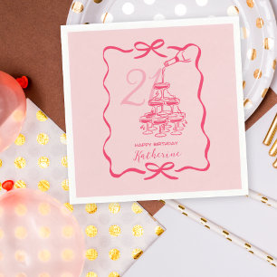 Serviettes en papier rose champagne dessinées à la