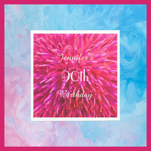 Serviettes en papier rose chaud 90e fête d'anniver