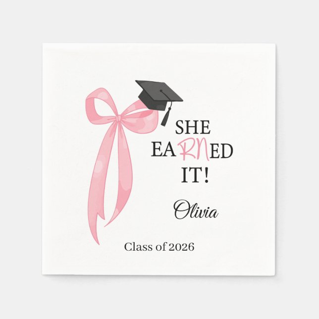 Serviettes en papier Rose Diplômée Elle l'a mérité (Devant)