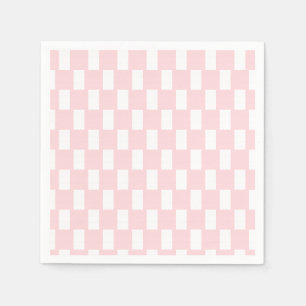 Serviettes en papier rose et blanc à carreaux et à