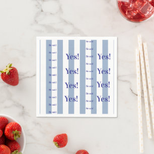 Serviettes en papier rose et blanc rayé Il a dit o
