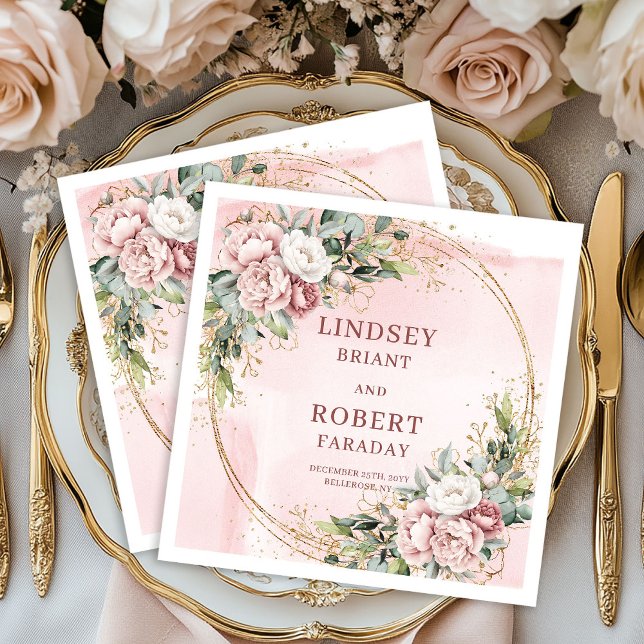 Serviettes en papier rose poudré pailleté pour mar (Modern Powder Pink Glitter Wedding Paper Napkins)